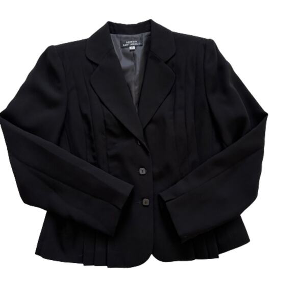 Giorgio Sant’Angelo Blazer Jacket Black Button Front Pleated Classic Size 12 - Picture 8 of 12